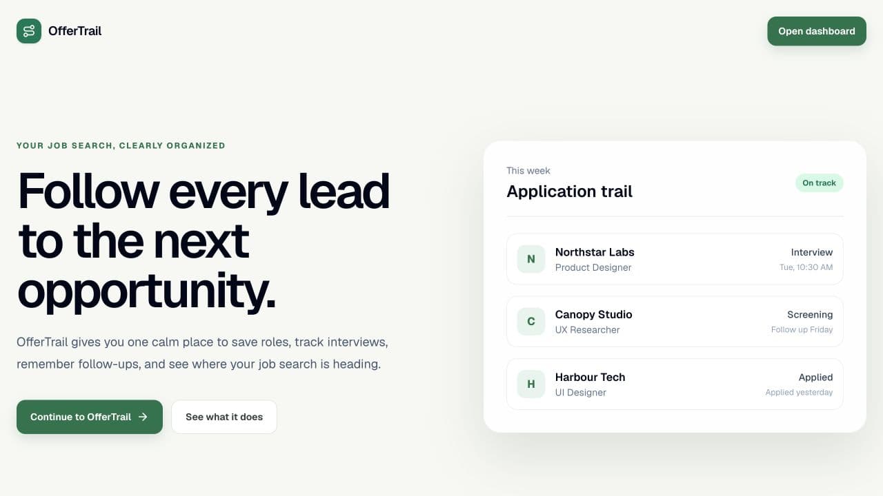OfferTrail landing page